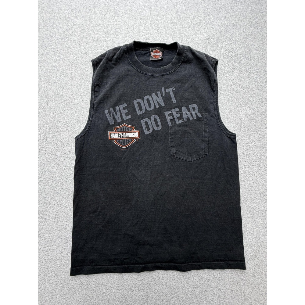 Harley-Davidson Shirt Mens Medium Black We Don't Do Fear Sleeveless Biker Tee